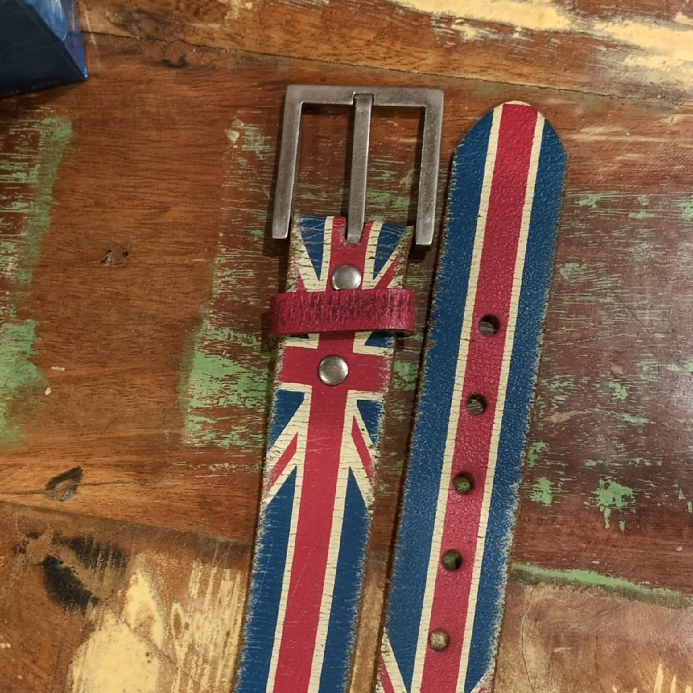 Vintage Union Jack Leather Belt
